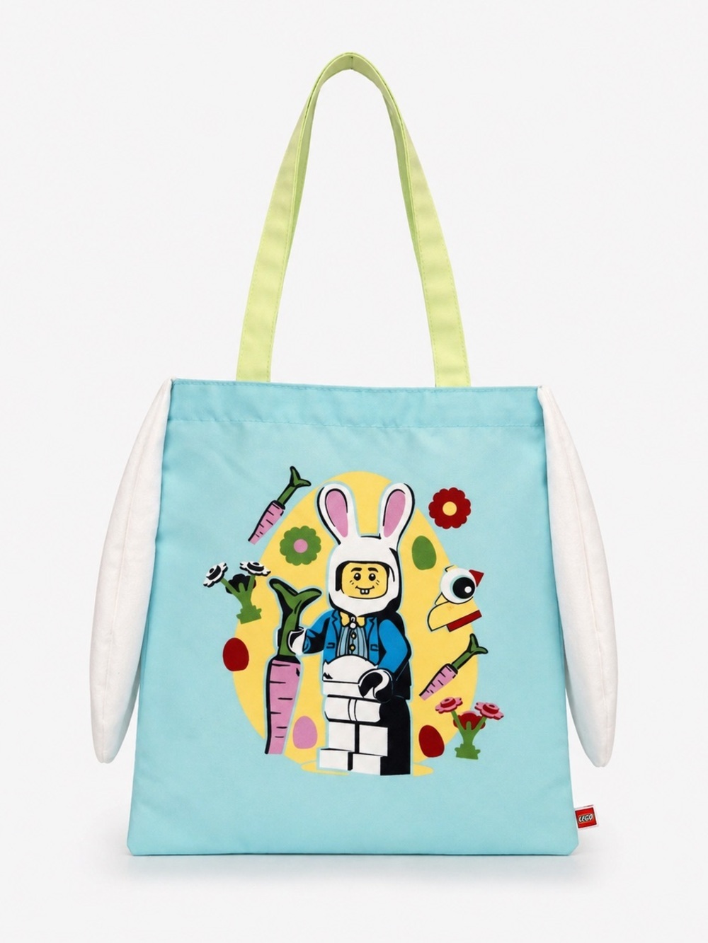 LEGO Easter Bunny Tote Bag Kids Blue Reusable Bag w/ Ears Chicken Bunny Design